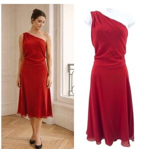 One-Shoulder Red Midi Dress